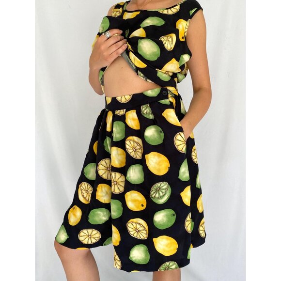 80s vintage novelty fruits print retro summer tank top shorts matching coord set - Picture 5 of 10